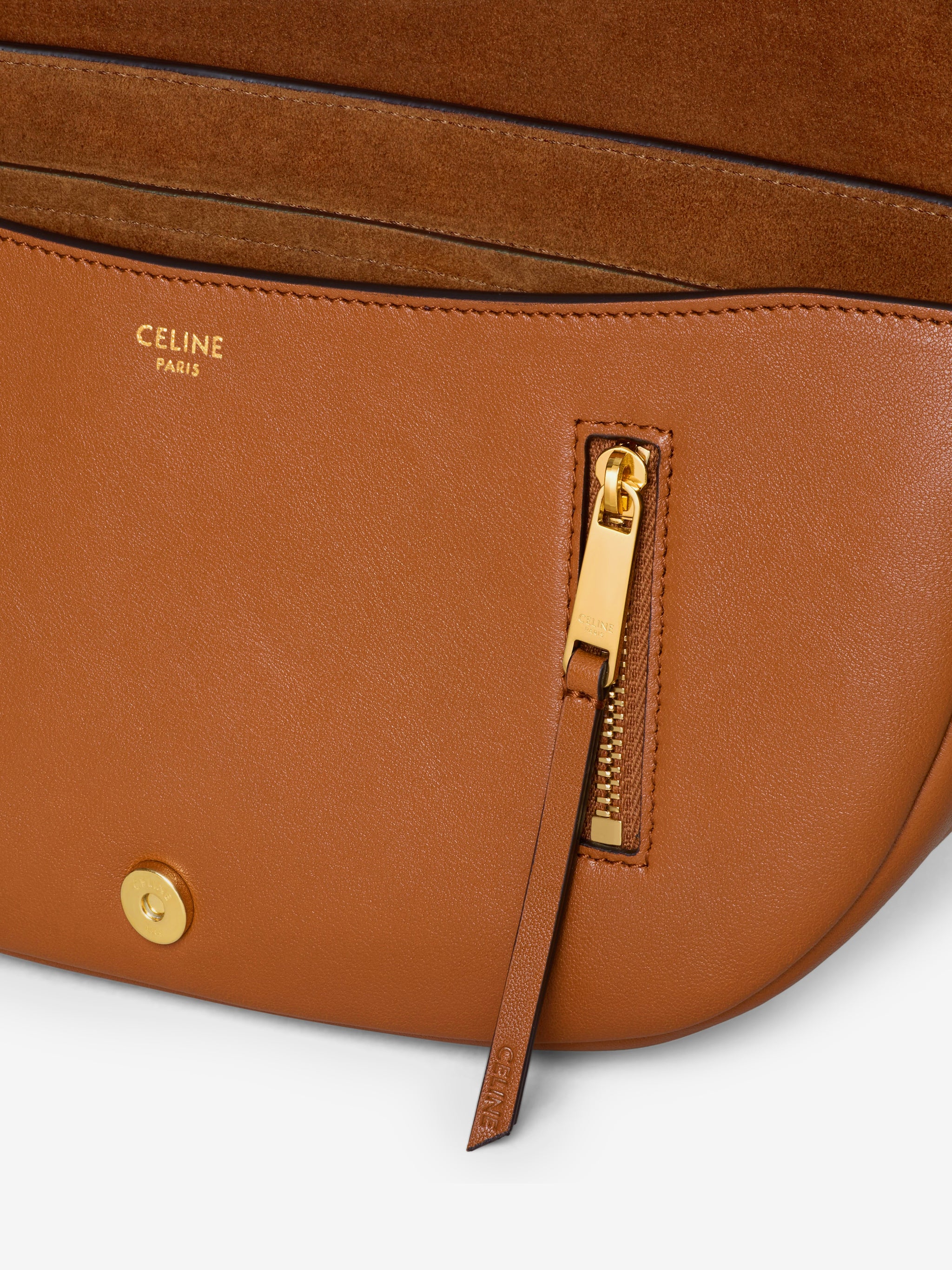 tan small triomphe halfmoon bag