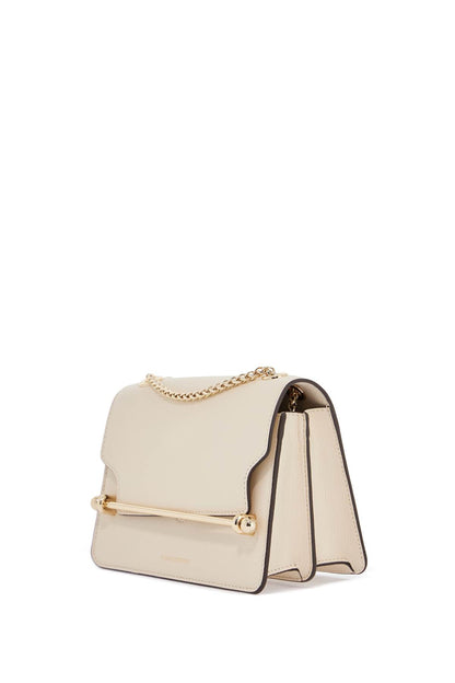 east/west mini compact shoulder bag in vanilla calf leather