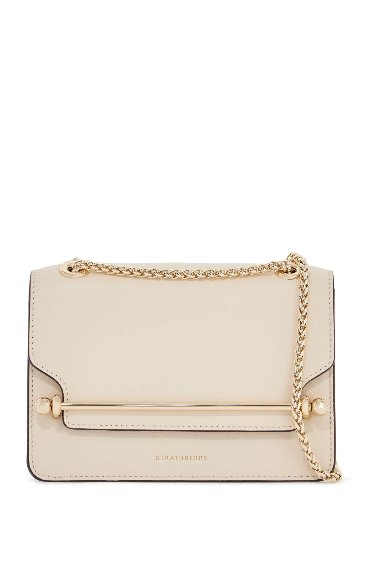 east/west mini compact shoulder bag in vanilla calf leather