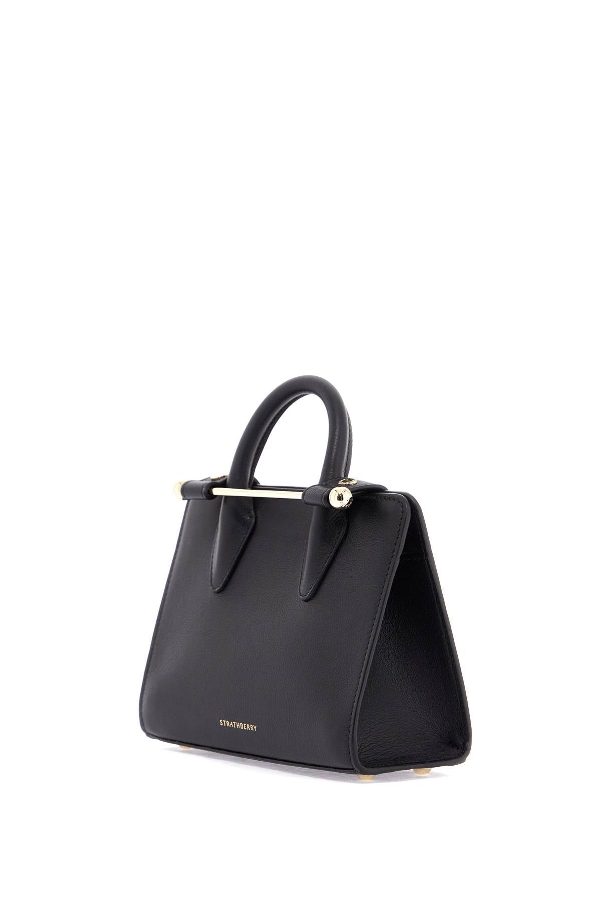 mini tote in black calfskin with removable shoulder strap