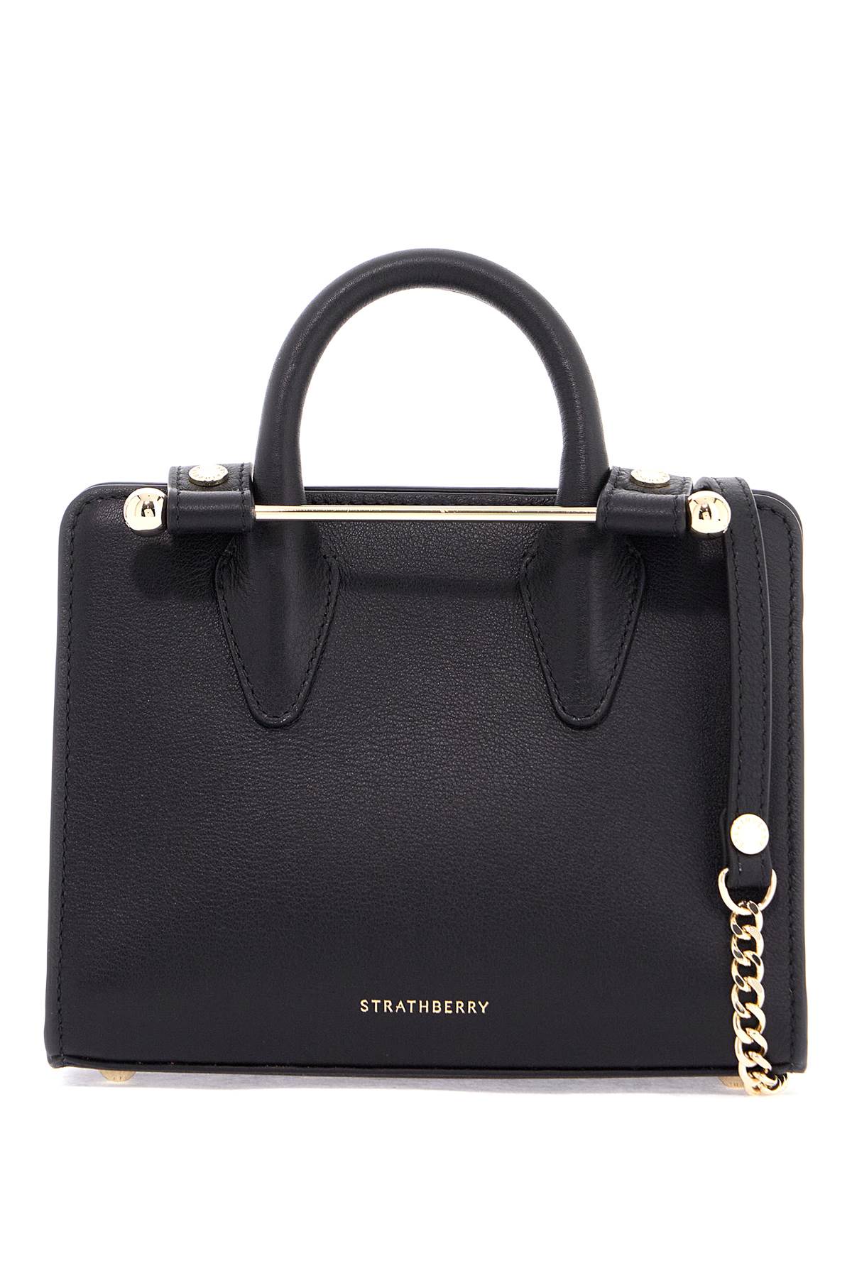 mini tote in black calfskin with removable shoulder strap