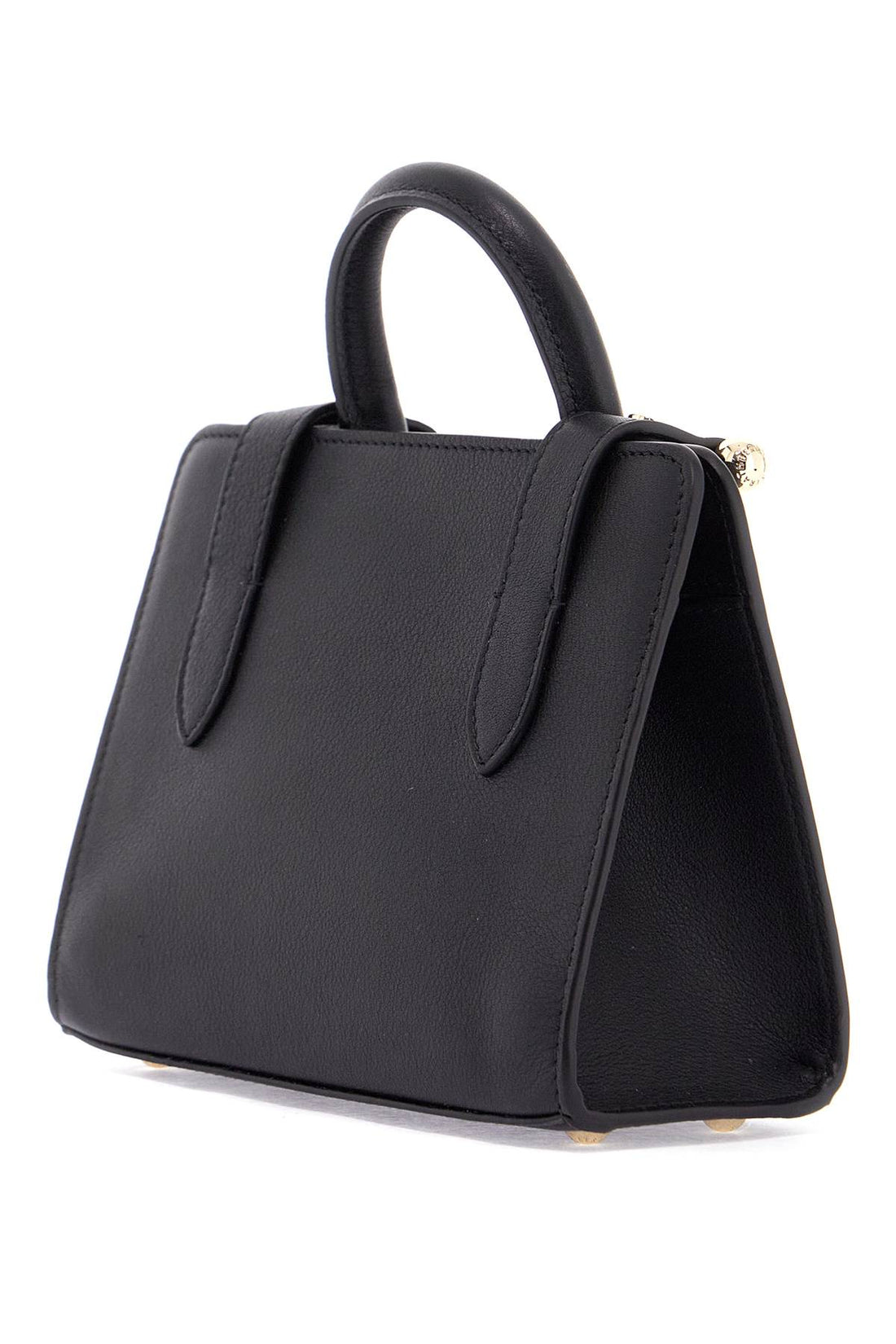 mini tote in black calfskin with removable shoulder strap