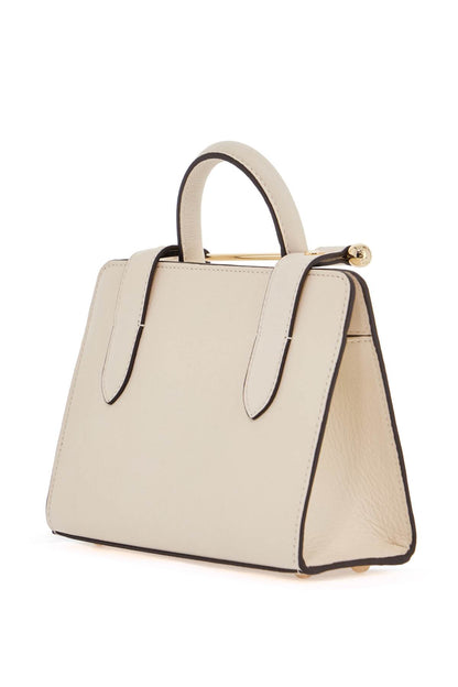 mini handbag in beige leather with removable shoulder strap