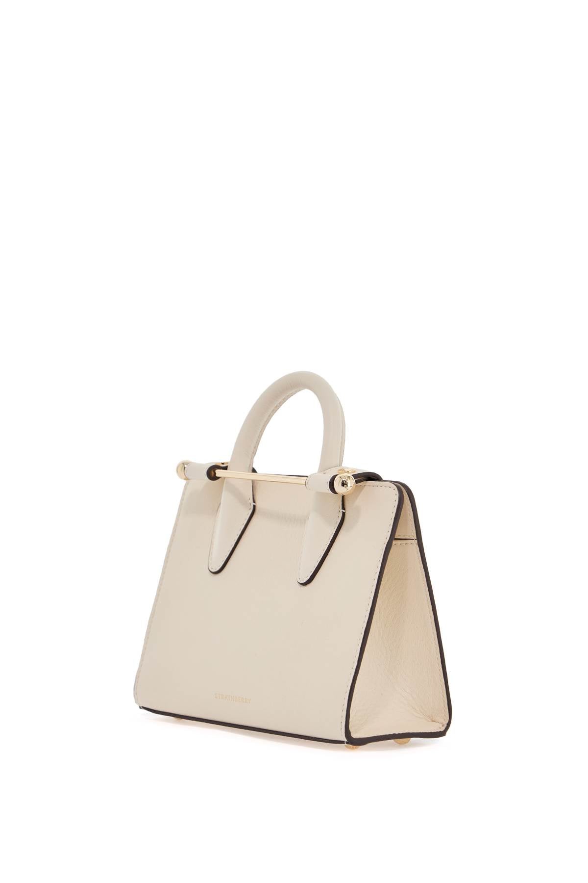 mini handbag in beige leather with removable shoulder strap