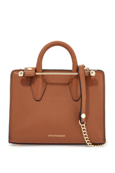 nano tote in chestnut calf leather