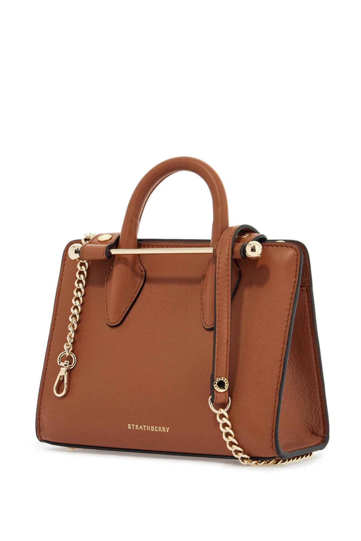 nano tote in chestnut calf leather