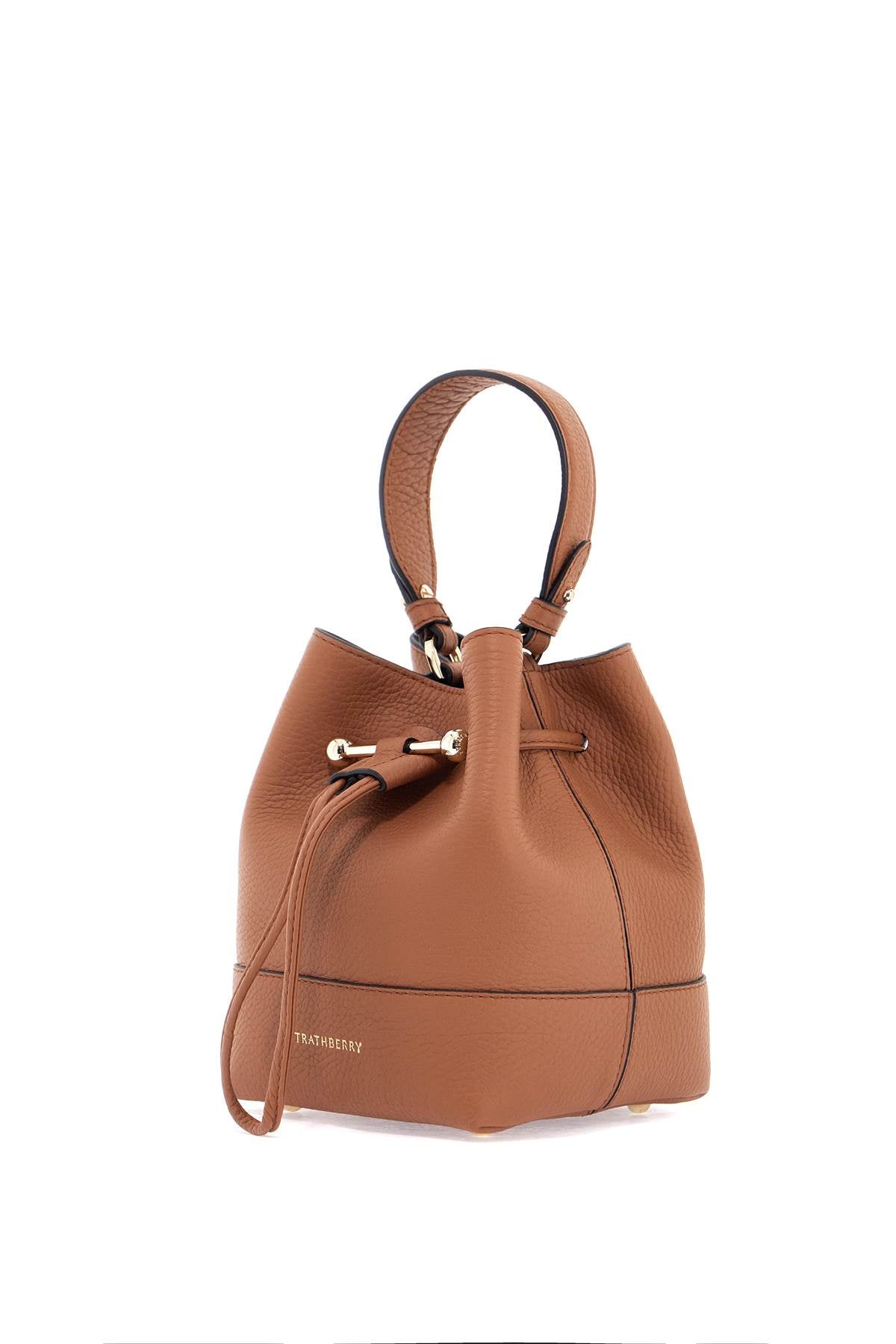 tan leather bucket bag with adjustable strap