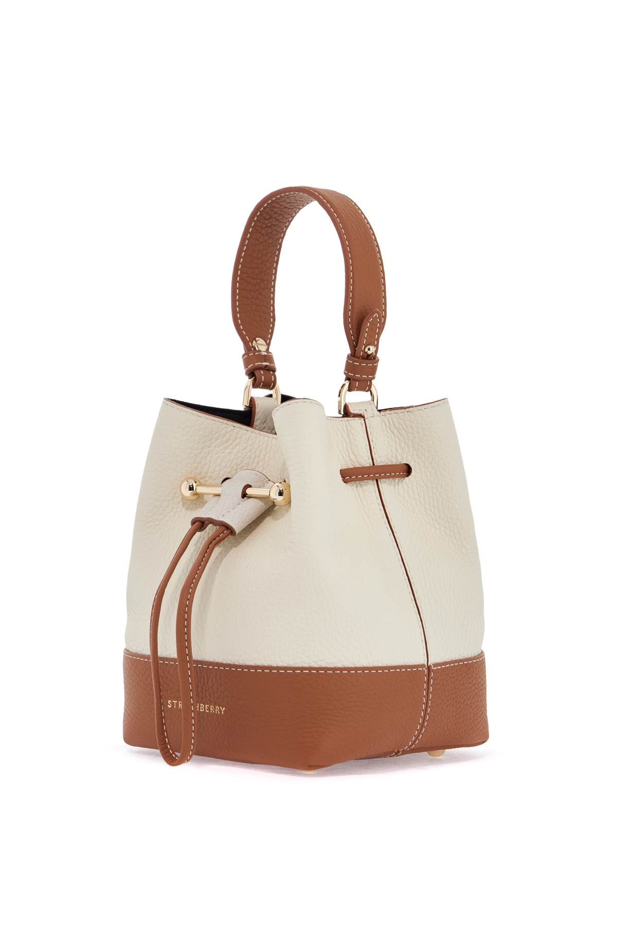 beige calfskin bag with short handle and shoulder strap