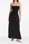 long oda dress in peau douce* and fluid crêpe jersey