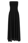 long oda dress in peau douce* and fluid crêpe jersey