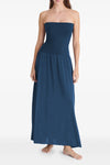 long oda dress in peau douce* and fluid crêpe jersey