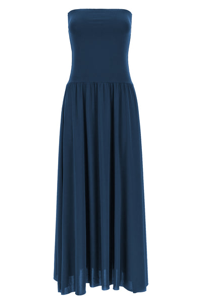 long oda dress in peau douce* and fluid crêpe jersey