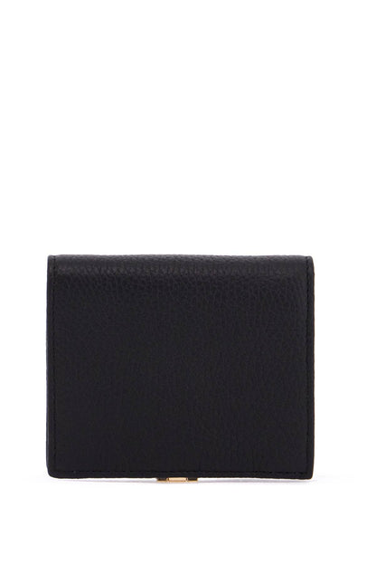 crescent wallet in black calfskin with zip pocket