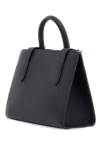 mini tote structured in black leather with gold details