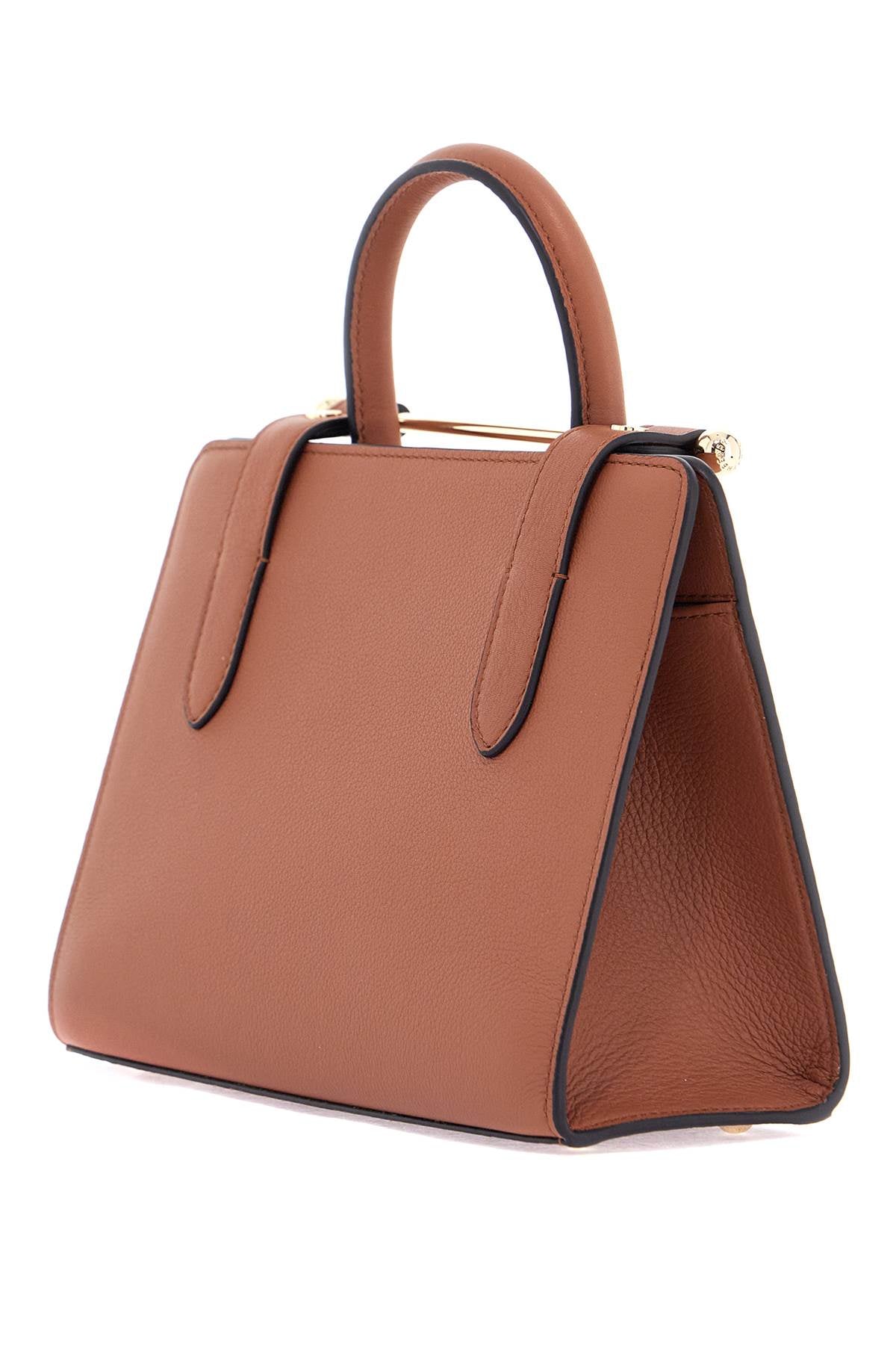 mini tote in chestnut calfskin with removable shoulder strap