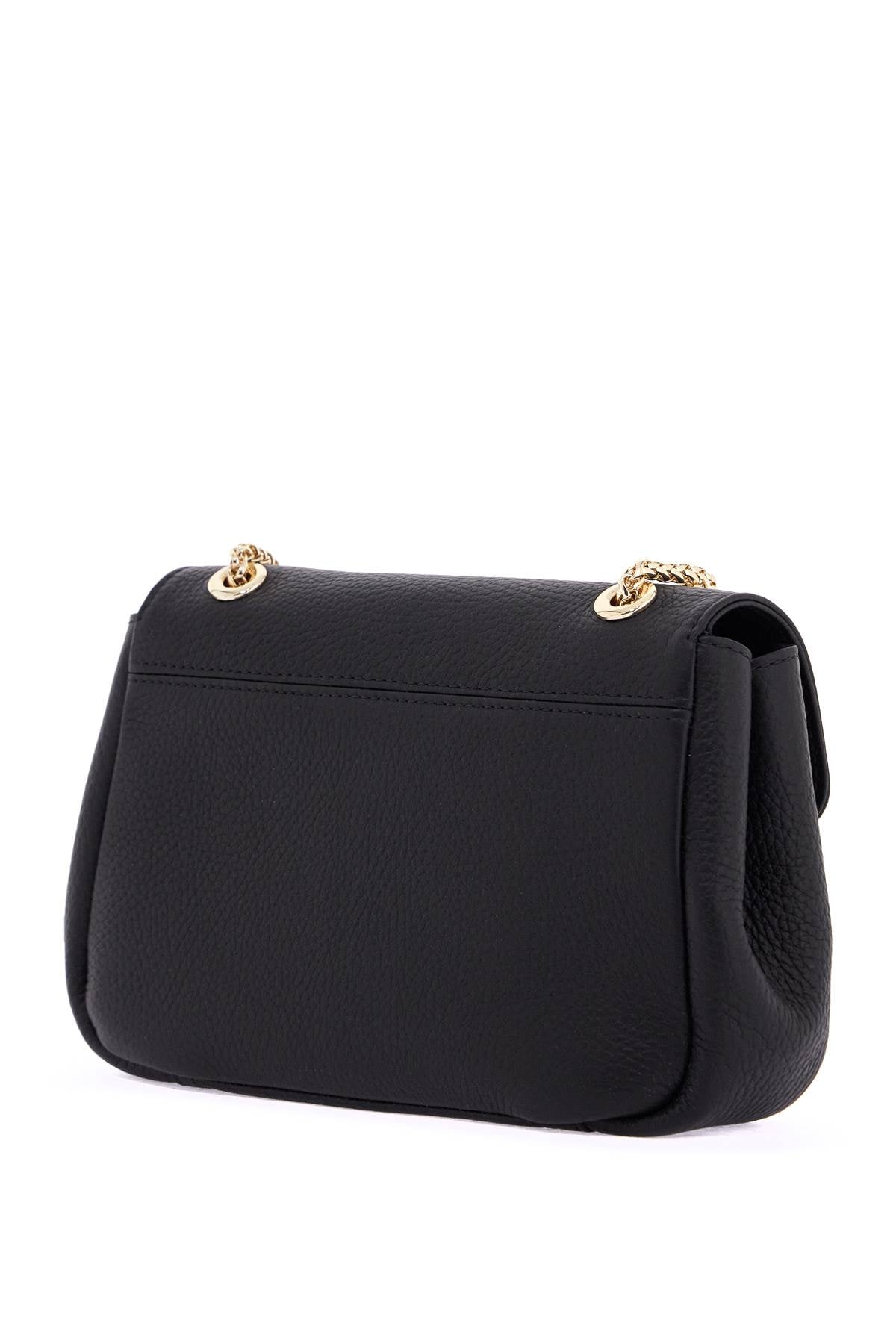 black calfskin mini bag with gold chain