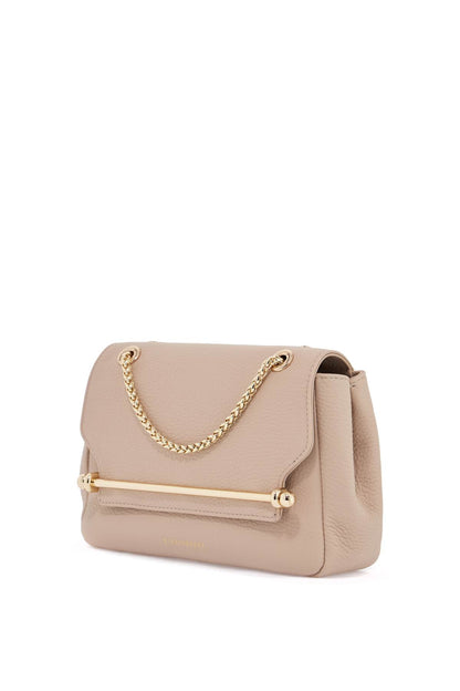 mini horizontal bag in calf leather in oat color with gold metal detail