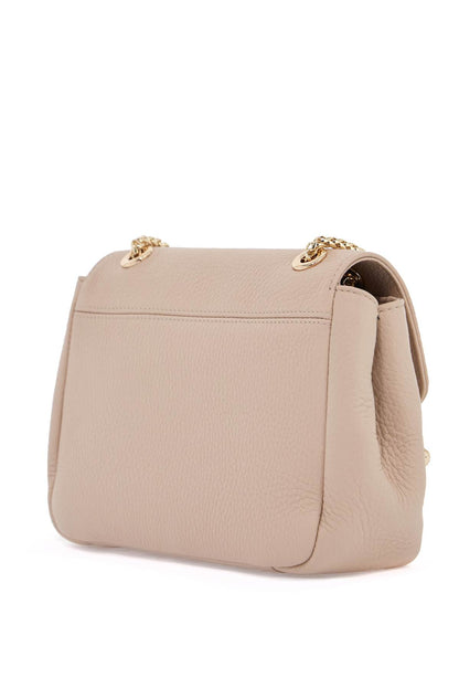 mini horizontal bag in calf leather in oat color with gold metal detail