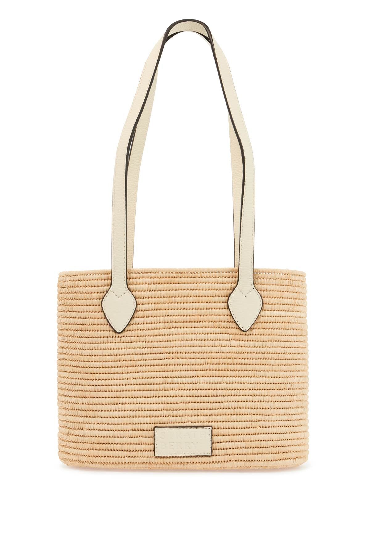 large vanilla raffia basket bag with leather finishes