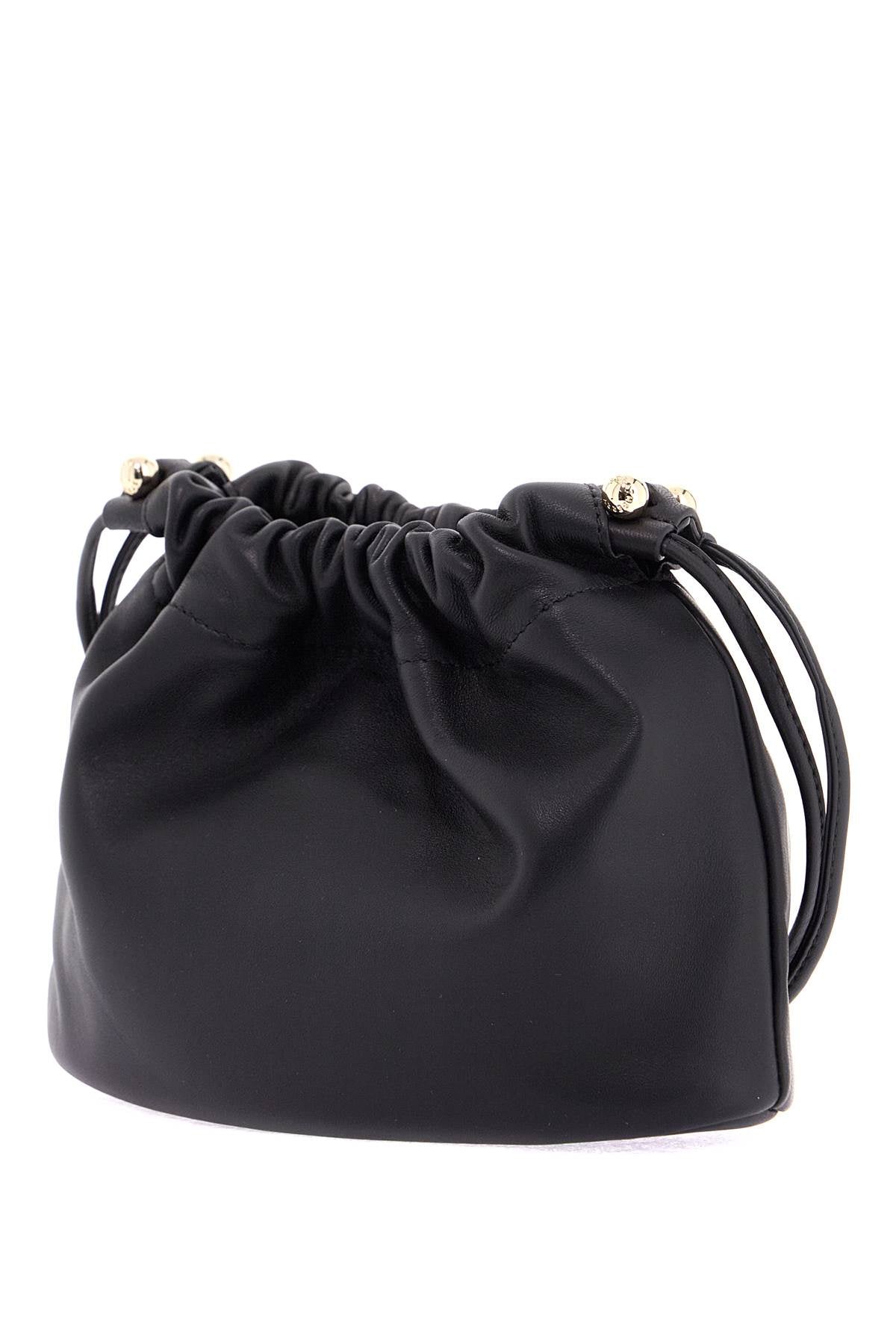 black lambskin bucket bag with drawstring