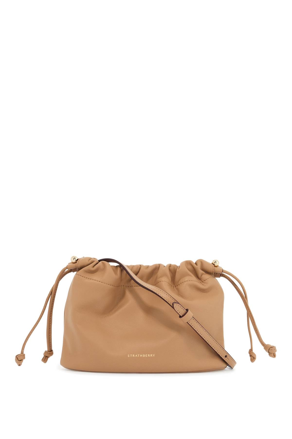 charlotte bucket bag in caramel nappa with drawstring and shoulder strap