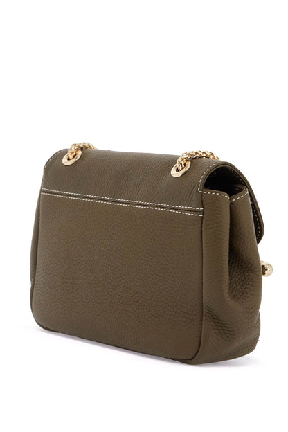 khaki east/west soft mini calfskin bag with golden details