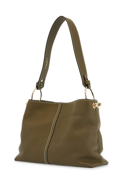 khaki leather hobo bag with adjustable strap