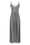 the long eres sculpturale dress defines the silhouette through a fluid and ela