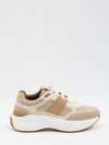 sneakers in fabric and suede leather