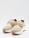 sneakers in fabric and suede leather