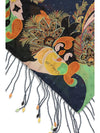 scarf in pure silk with fringes and beaded
