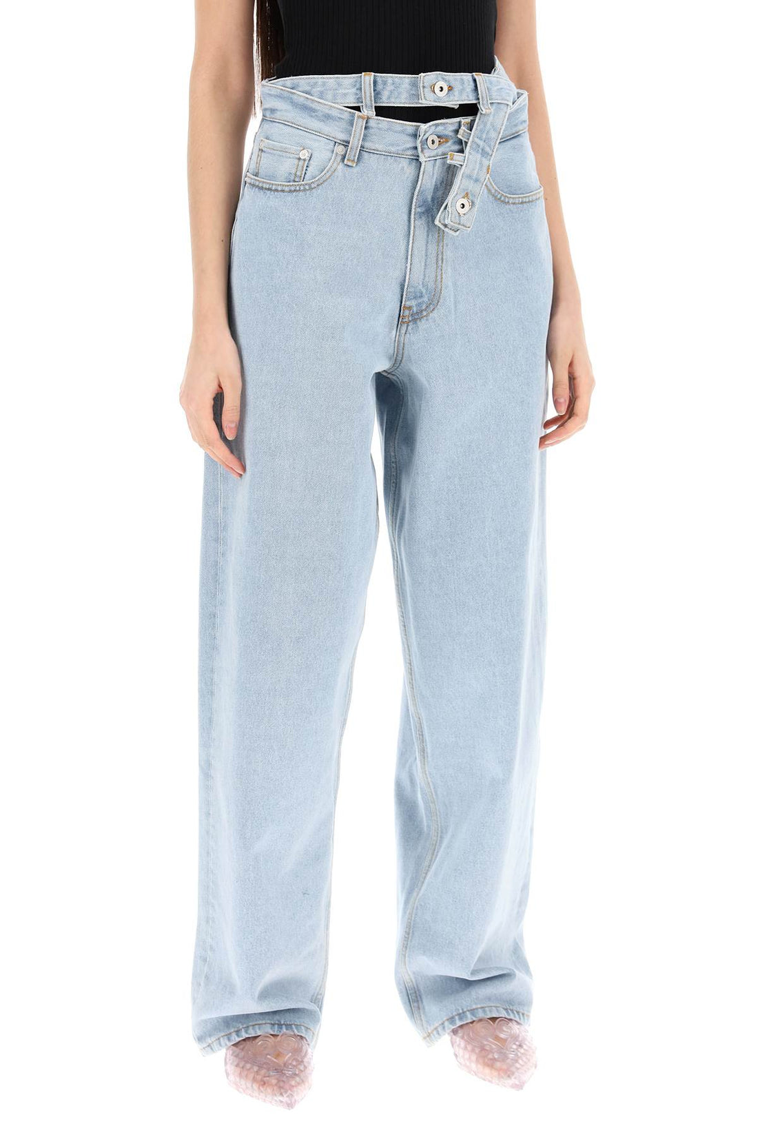 evergreen double-waist jeans