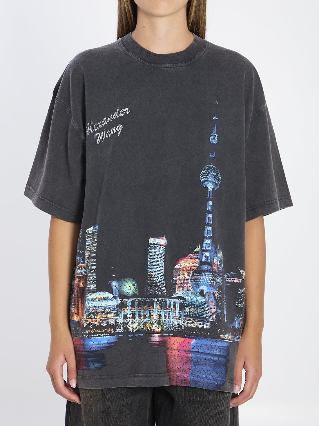ALEXANDER WANG S t-shirt with rhinestones