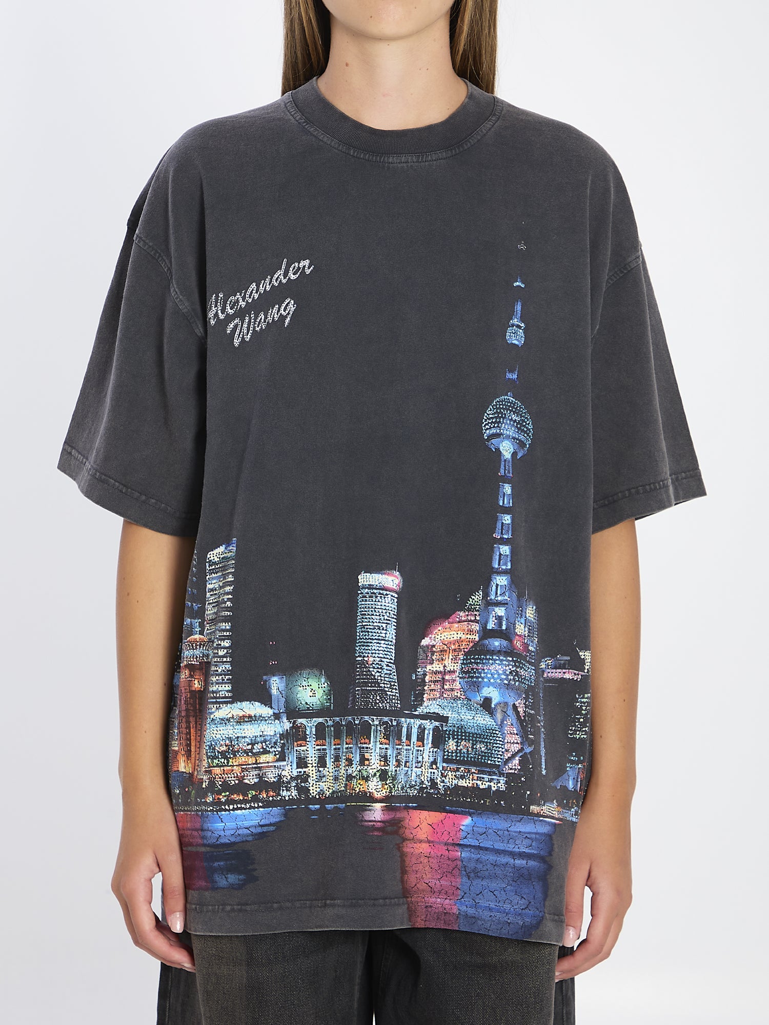 ALEXANDER WANG S t-shirt with rhinestones