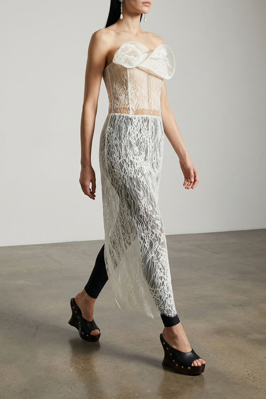 MAGDA BUTRYM 36 16 semi-transparent lace midi dress