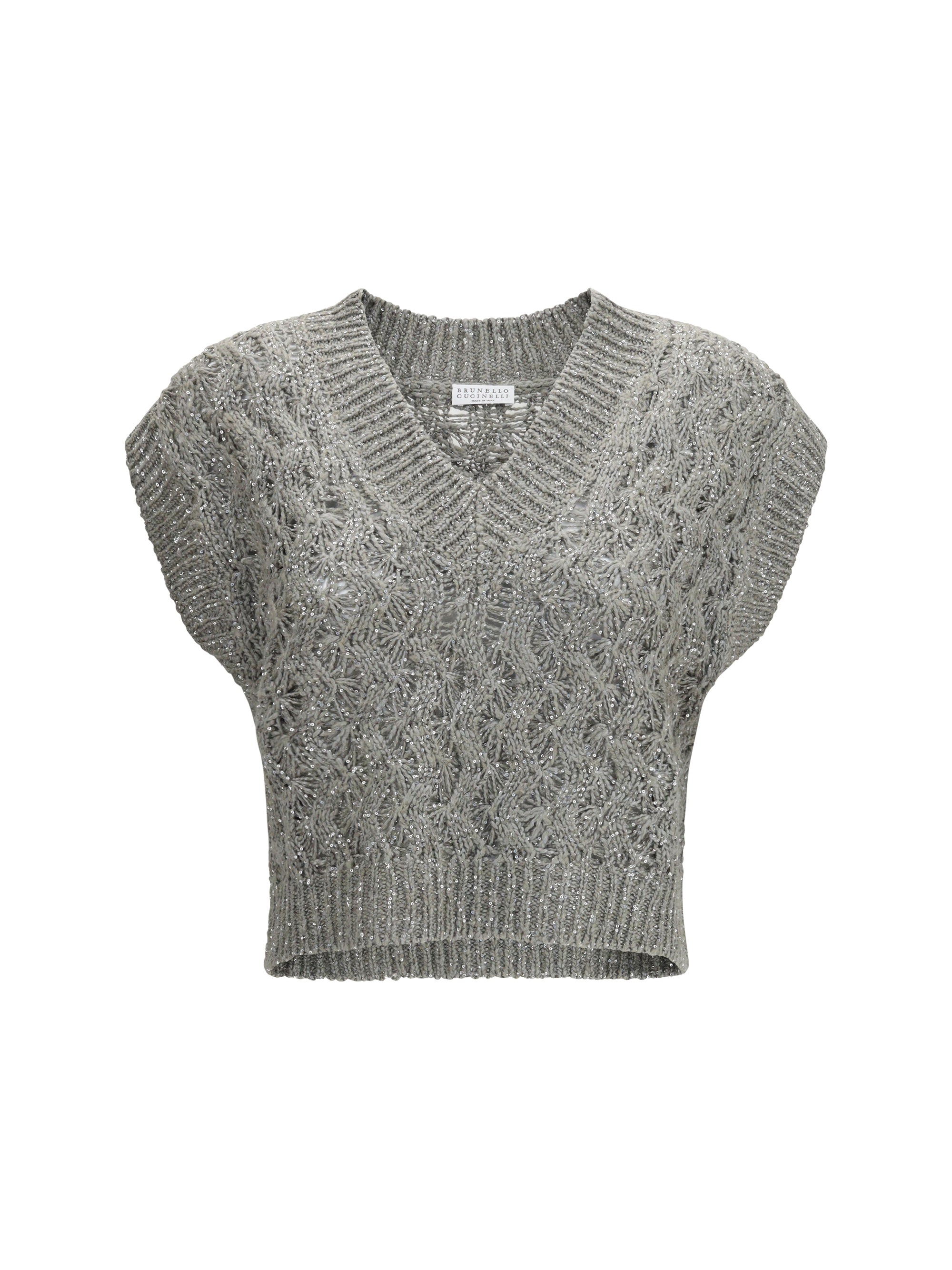silk blend sequined vest