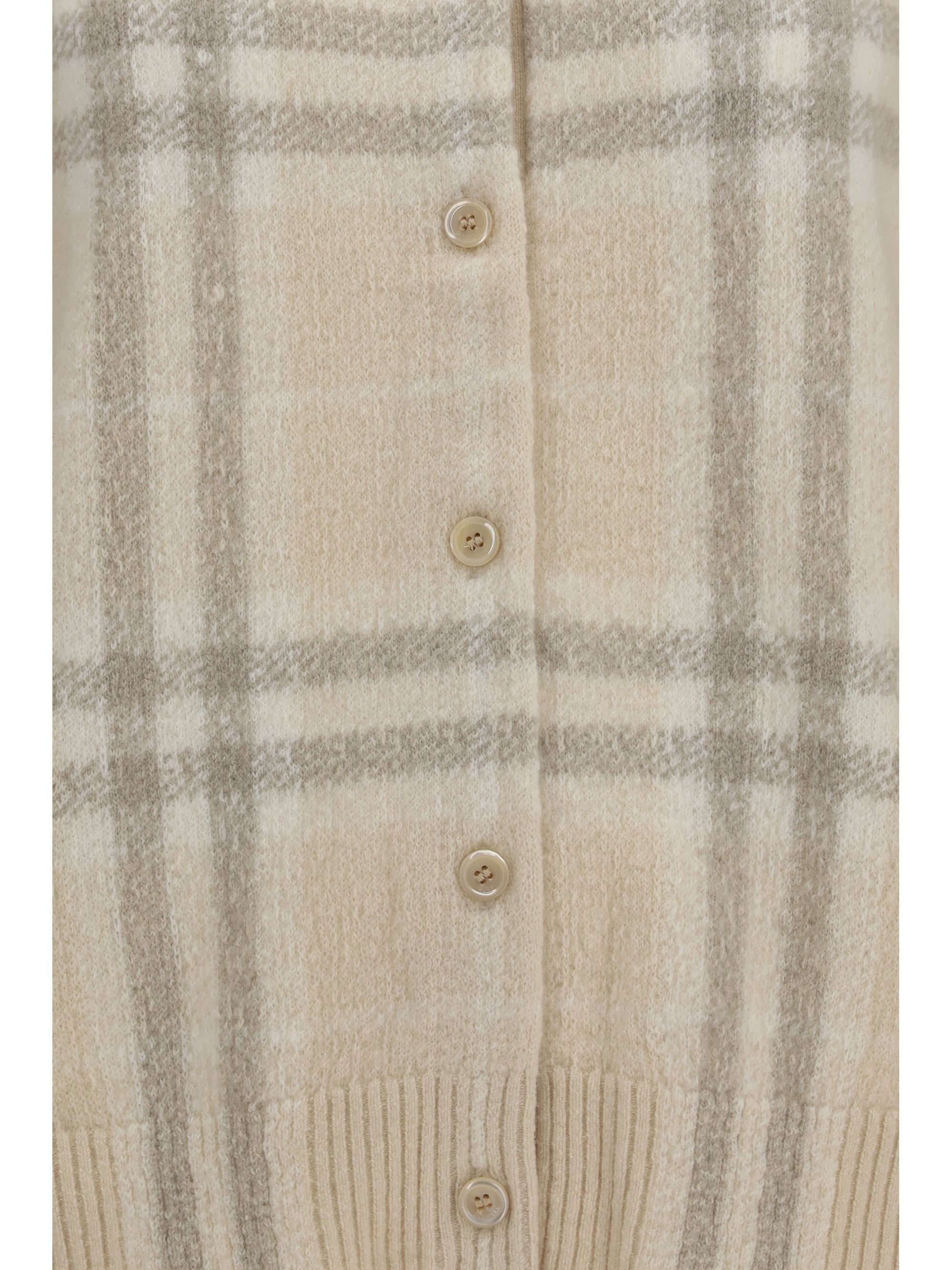 check cashmere cardigan