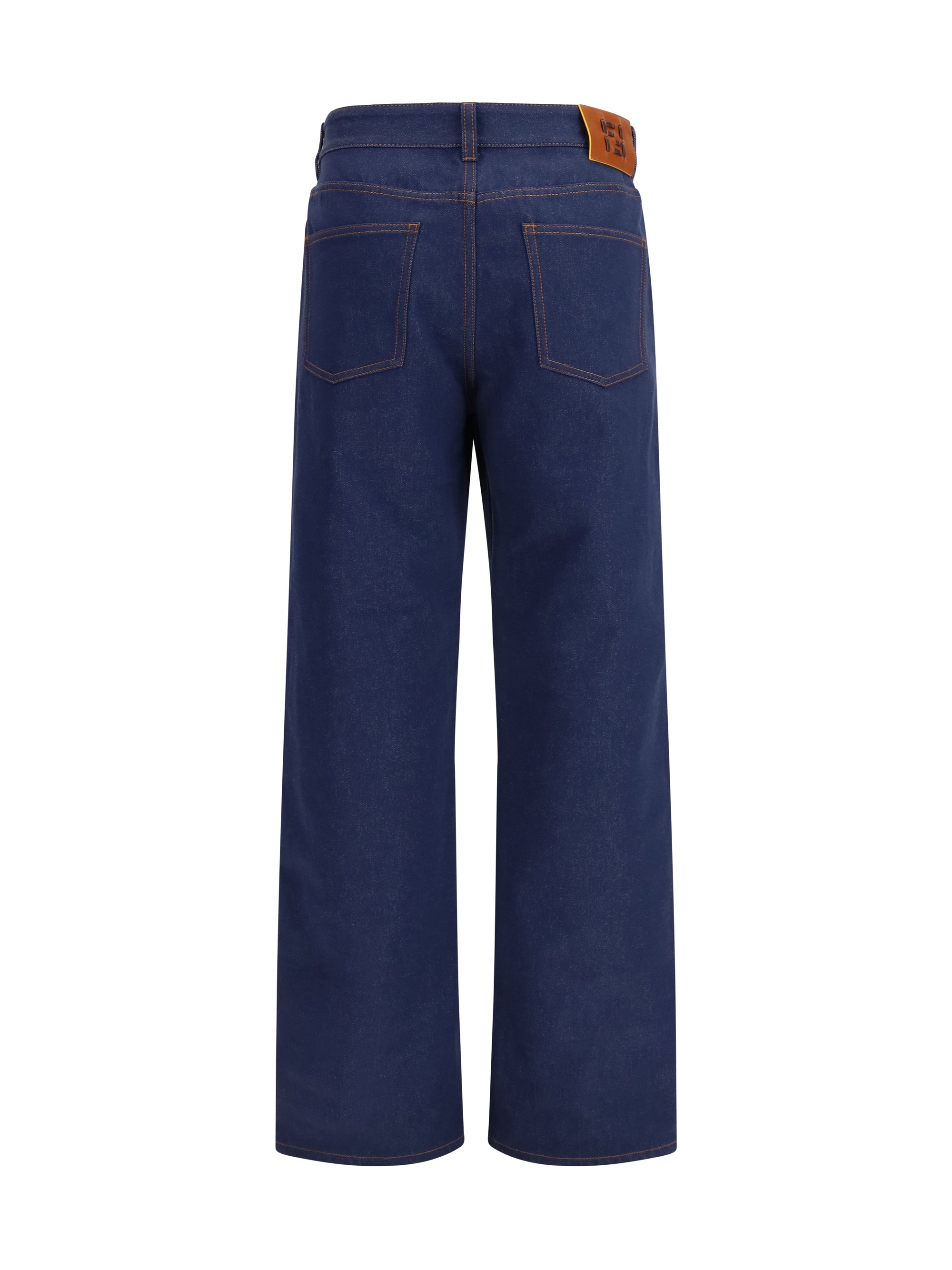five-pocket straight cut jeans with logo detail