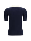 short sleeve polo in virgin wool and cashmere with accessory detail