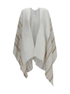 open poncho in linen, cashmere and silk blend