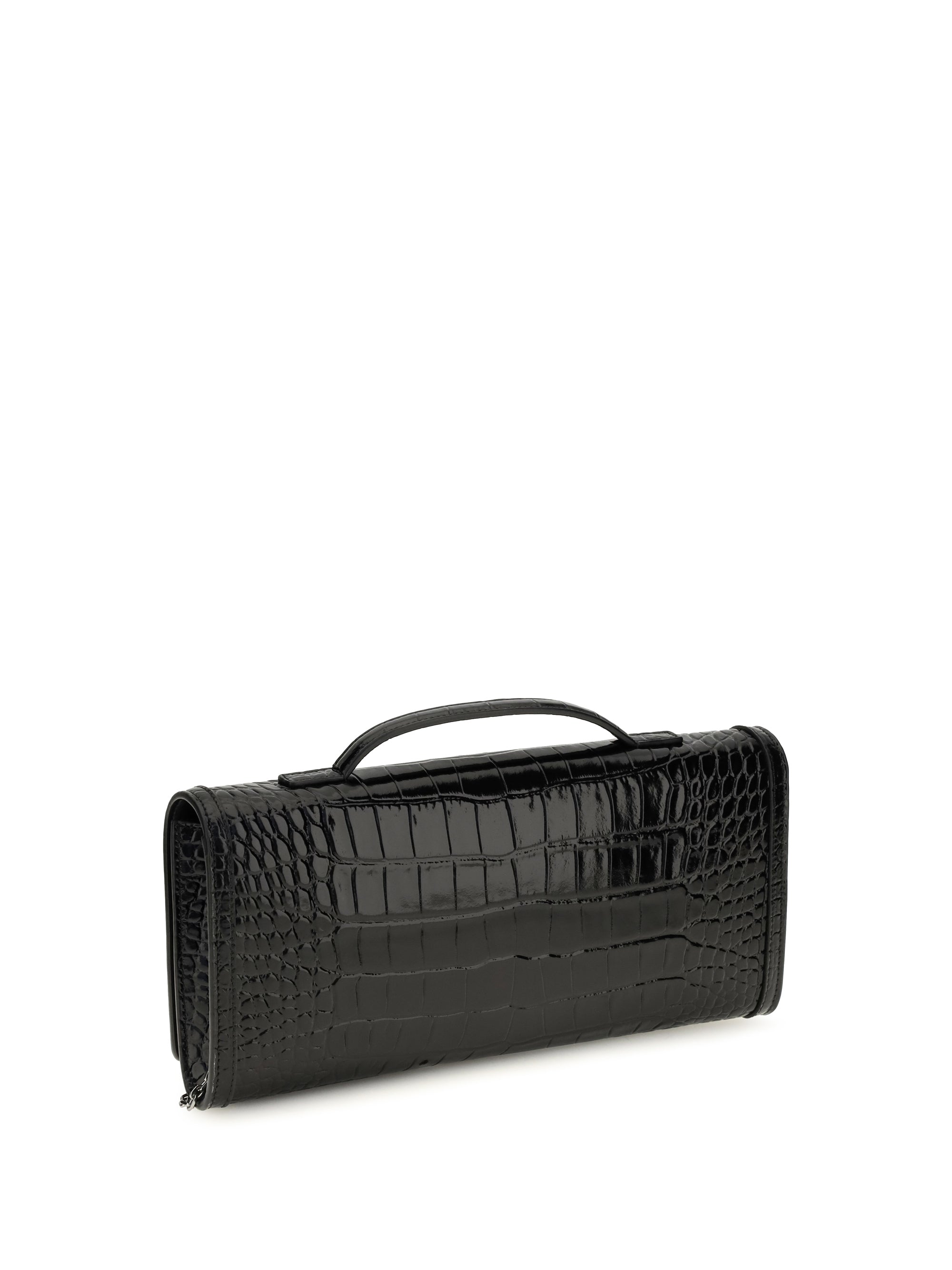 belle vivier crocodile-effect clutch