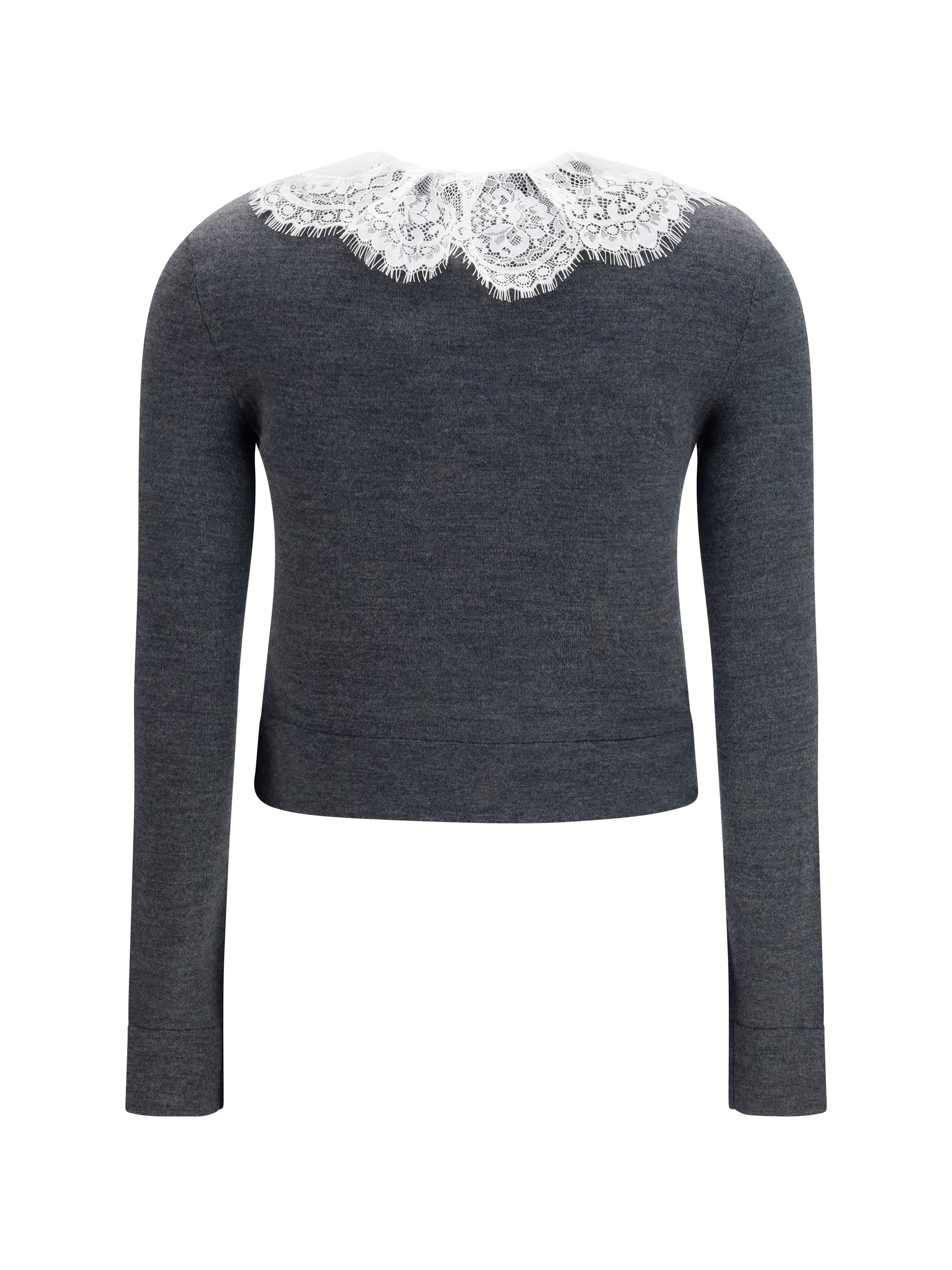 knit cardigan with lace collar