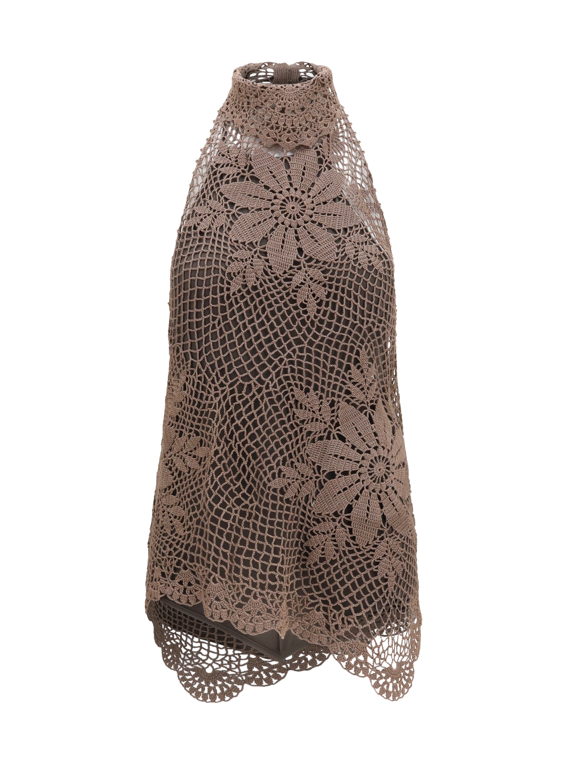 crochet lace high-neck top