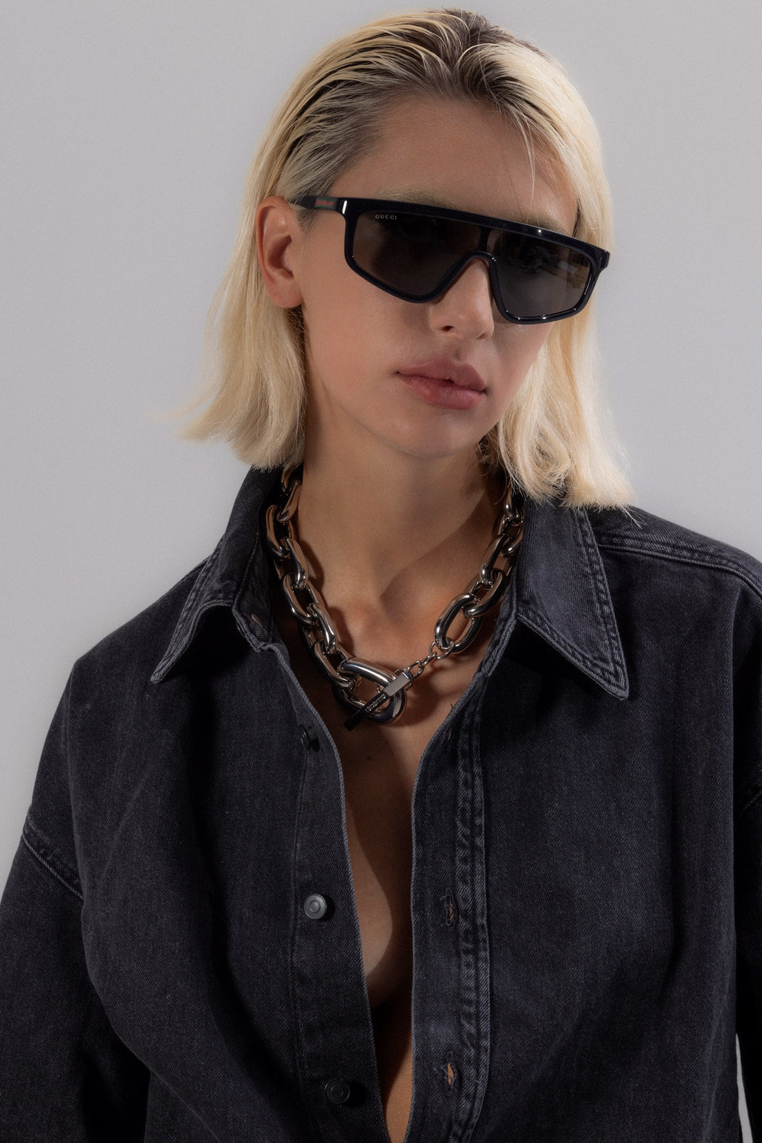 RABANNE OS xl link metallic knit necklace