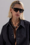xl link metallic knit necklace
