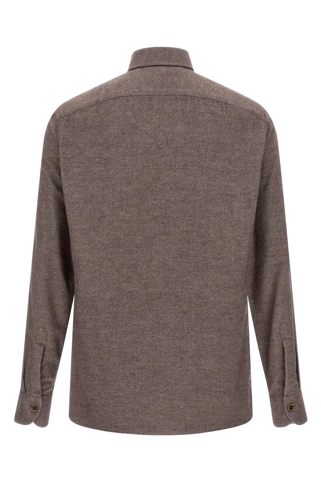 BORRIELLO XXL micro striped mélange cotton flannel shirt