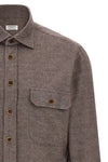 micro striped mélange cotton flannel shirt