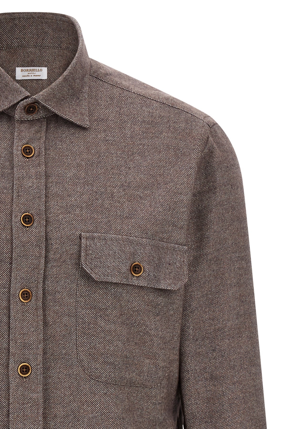 micro striped mélange cotton flannel shirt