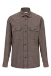 micro striped mélange cotton flannel shirt