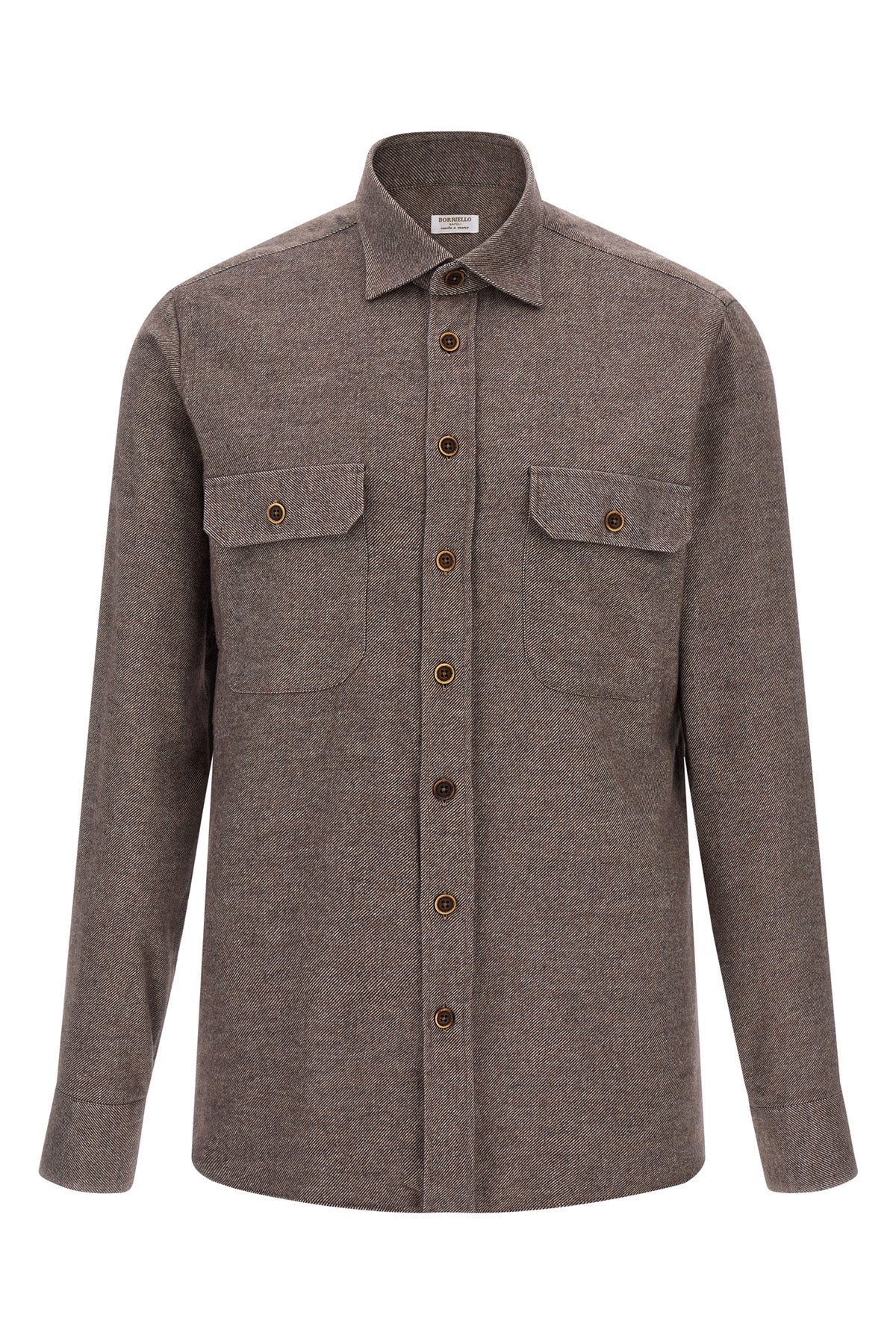 micro striped mélange cotton flannel shirt